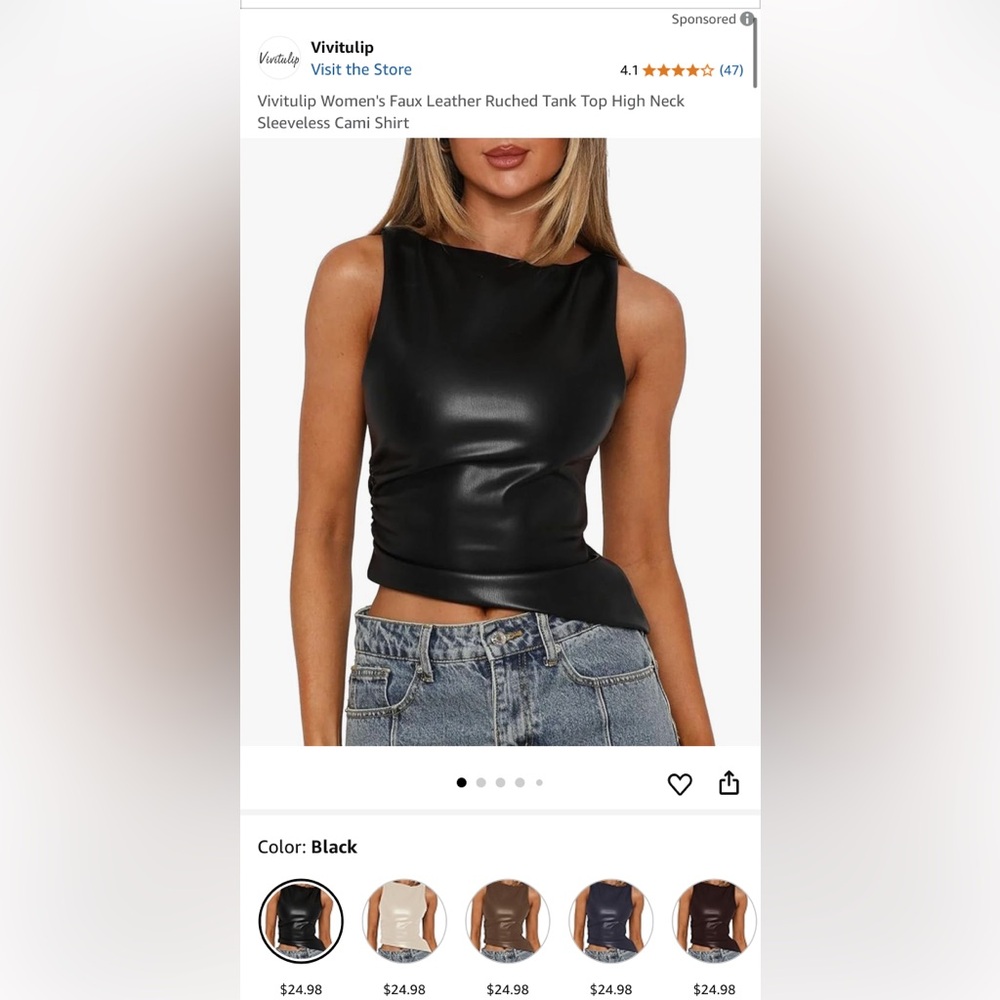 Amazon Black Asymmetrical Fitted Tank Top